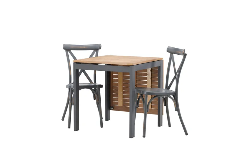 Diego Matgrupp 70 cm + 2 st Tablas Matstolar Mörkgrå/Brun - Brun/Mörkgrå - Utemöbler - Utegrupp - Matgrupp utomhus