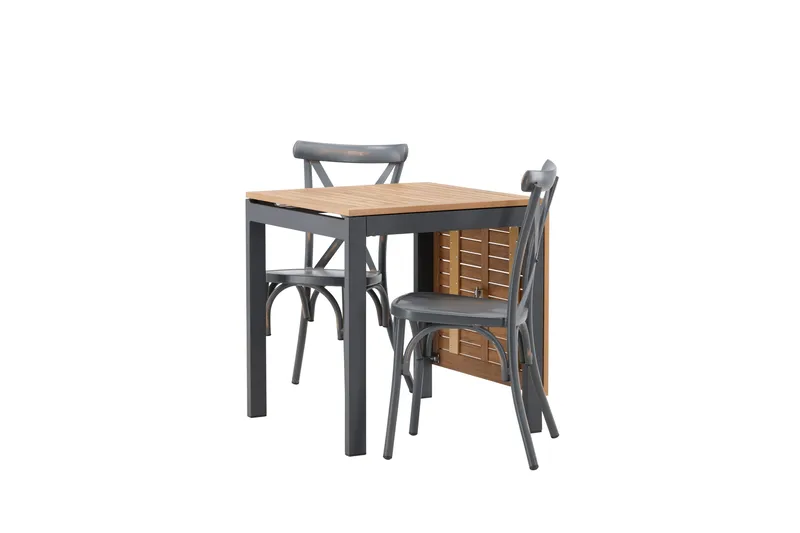 Diego Matgrupp 70 cm + 2 st Tablas Matstolar Mörkgrå/Brun - Brun/Mörkgrå - Utemöbler - Utegrupp - Matgrupp utomhus