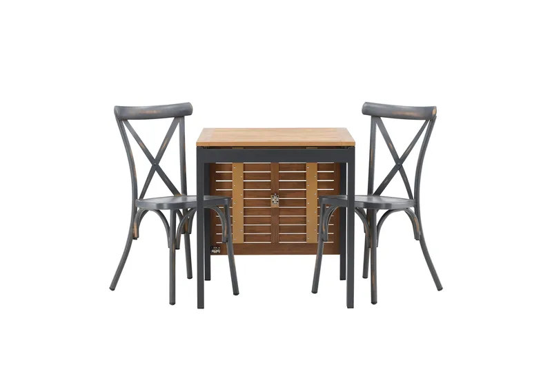 Diego Matgrupp 70 cm + 2 st Tablas Matstolar Mörkgrå/Brun, Brun/Mörkgrå