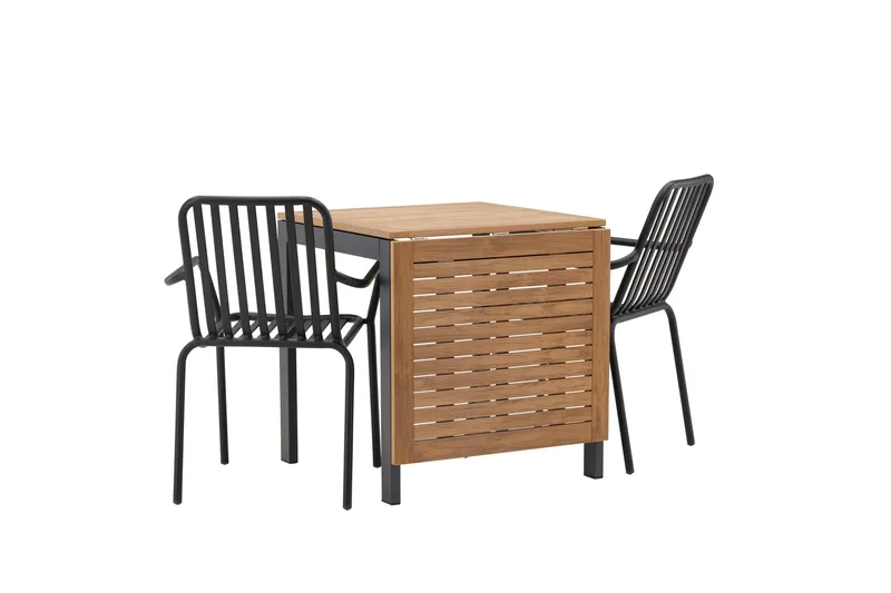 Diego Matgrupp 70 cm + 2 st Peking Karmstolar Svart/Brun - Svart/Brun - Utemöbler - Utegrupp - Matgrupp utomhus