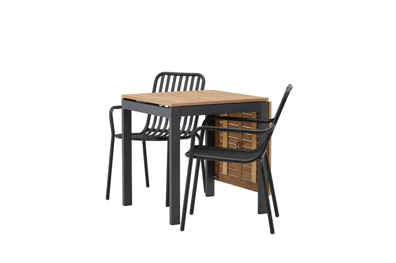 Diego Matgrupp 70 cm + 2 st Peking Karmstolar Svart/Brun - Svart/Brun - Utemöbler - Utegrupp - Matgrupp utomhus