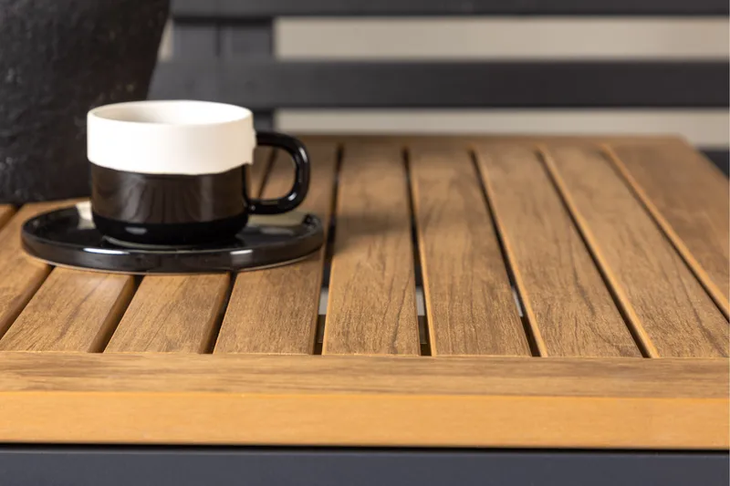 Diego Matgrupp 70 cm + 2 st Peking Karmstolar Svart/Brun - Svart/Brun - Utemöbler - Utegrupp - Matgrupp utomhus