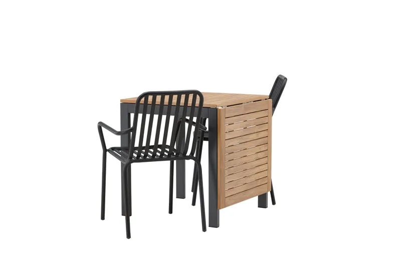 Diego Matgrupp 70 cm + 2 st Peking Karmstolar Svart/Brun - Svart/Brun - Utemöbler - Utegrupp - Matgrupp utomhus