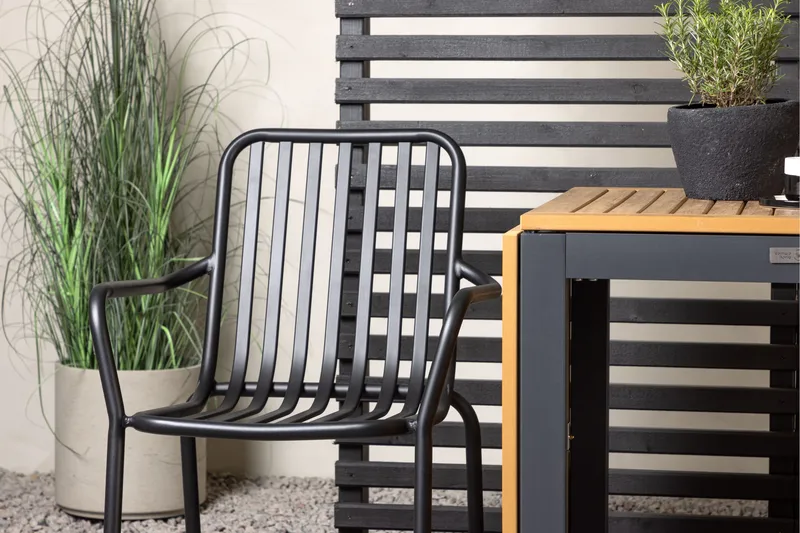 Diego Matgrupp 70 cm + 2 st Peking Karmstolar Svart/Brun - Svart/Brun - Utemöbler - Utegrupp - Matgrupp utomhus