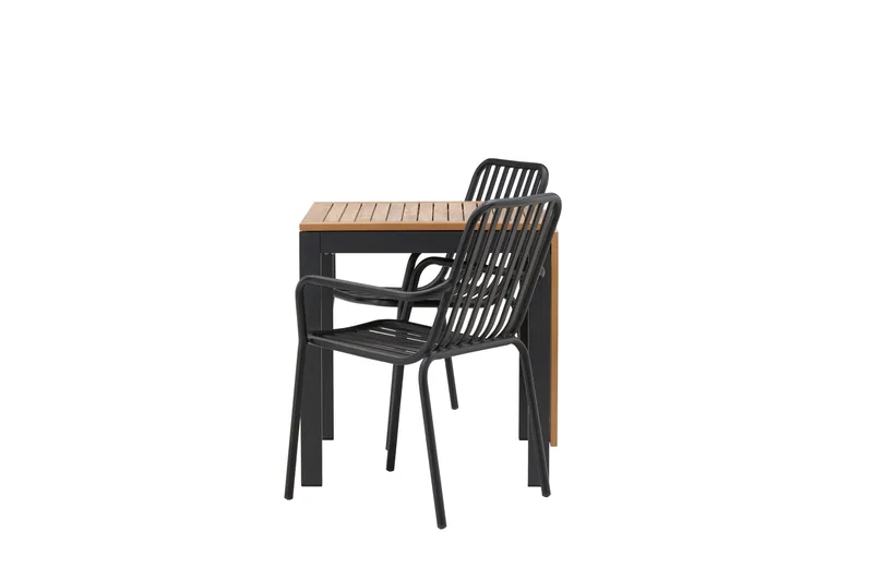 Diego Matgrupp 70 cm + 2 st Peking Karmstolar Svart/Brun - Svart/Brun - Utemöbler - Utegrupp - Matgrupp utomhus