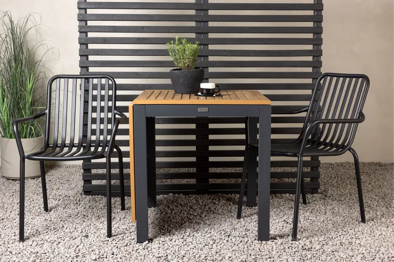 Diego Matgrupp 70 cm + 2 st Peking Karmstolar Svart/Brun - Svart/Brun - Utemöbler - Utegrupp - Matgrupp utomhus
