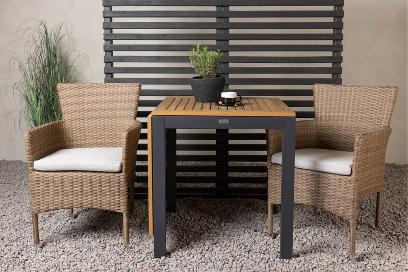 Diego Matgrupp Utomhus 70 cm + 2 st Malina Karmstolar - Brun - Utemöbler - Utegrupp - Matgrupp utomhus