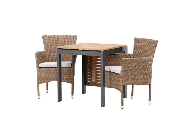 Diego Matgrupp Utomhus 70 cm + 2 st Malina Karmstolar - Brun - Utemöbler - Utegrupp - Matgrupp utomhus