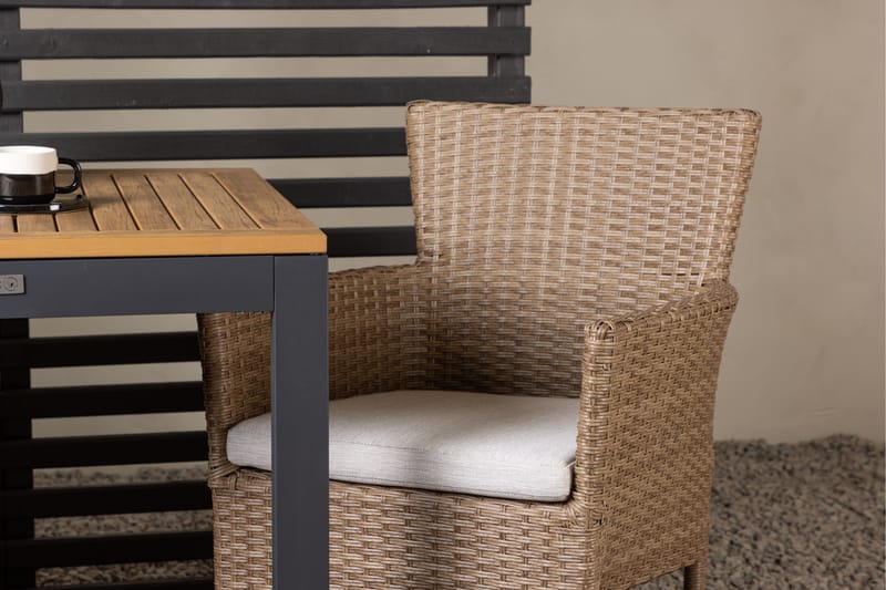 Diego Matgrupp Utomhus 70 cm + 2 st Malina Karmstolar - Brun - Utemöbler - Utegrupp - Matgrupp utomhus