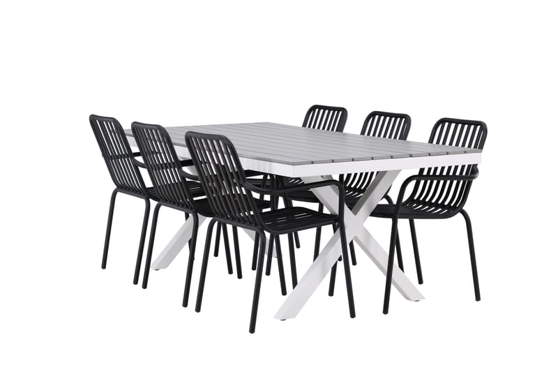 Garcia Matgrupp Utomhus 200 cm + 6 st Peking Karmstolar, Svart/Grå