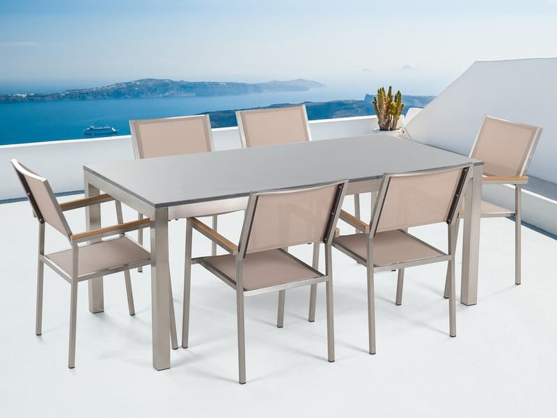 Grosseto Trädgårdsmöbelset Med Utebord+6 Utestolar - Beige - Utemöbler - Utegrupp - Matgrupp utomhus