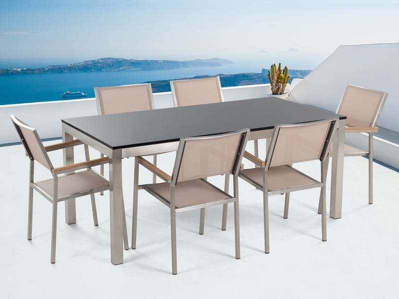 Grosseto Trädgårdsmöbelset Med Utebord+6 Utestolar - Beige - Utemöbler - Utegrupp - Matgrupp utomhus