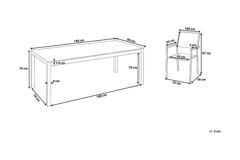 Grosseto Trädgårdsmöbelset Med Utebord+6 Utestolar - Svart - Utemöbler - Utegrupp - Matgrupp utomhus
