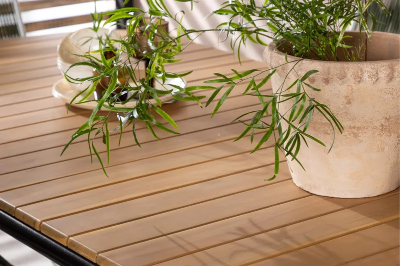 Holmbeck Matgrupp Utomhus 200 cm + 6 st Bois Karmstolar - Grön/Brun - Utemöbler - Utegrupp - Matgrupp utomhus