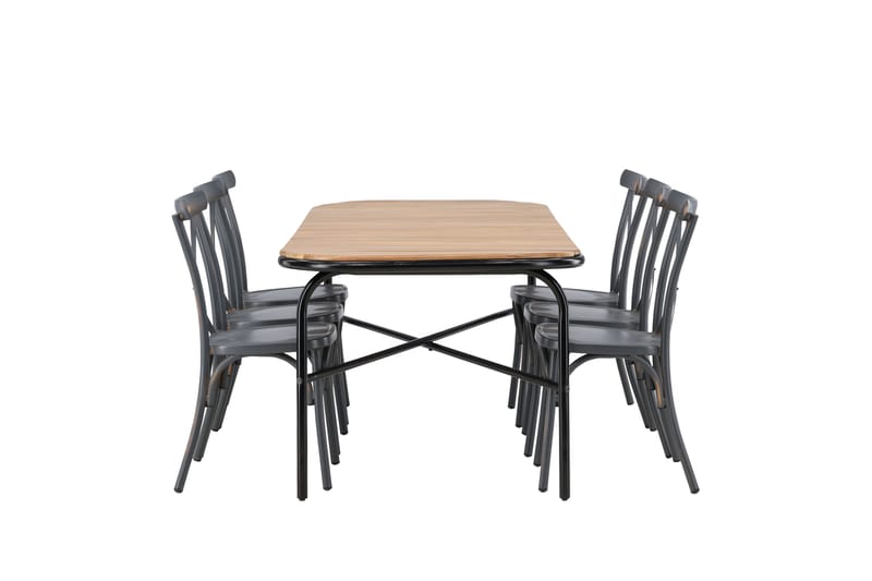 Holmbeck Matgrupp Utomhus 200 cm + 6 st Tablas Matstolar - Brun/Mörkgrå - Utemöbler - Utegrupp - Matgrupp utomhus