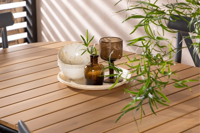 Holmbeck Matgrupp Utomhus 200 cm + 6 st Tablas Matstolar - Brun/Mörkgrå - Utemöbler - Utegrupp - Matgrupp utomhus