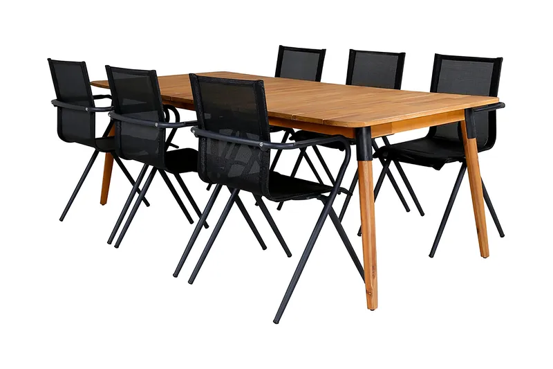 Julian Matgrupp 210cm + 6 Alina Matstolar Brun - Brun - Utemöbler - Utegrupp - Matgrupp utomhus