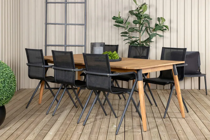 Julian Matgrupp 210cm + 6 Alina Matstolar Brun - Brun - Utemöbler - Utegrupp - Matgrupp utomhus