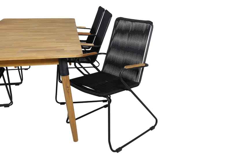 Julian Matgrupp 210cm + 6 Bois Karmstolar Svart/Grå - Svart/Grå - Utemöbler - Utegrupp - Matgrupp utomhus