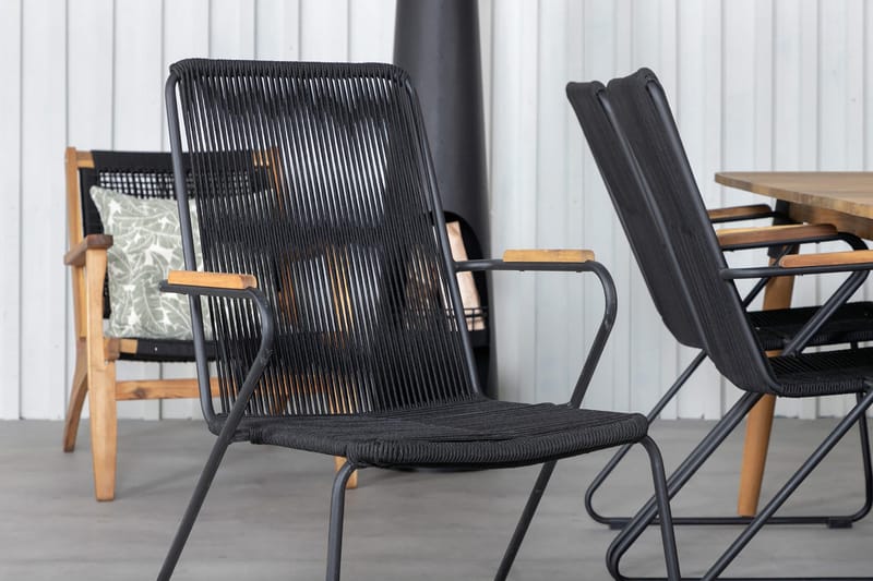 Julian Matgrupp 210cm + 6 Bois Karmstolar Svart/Grå - Svart/Grå - Utemöbler - Utegrupp - Matgrupp utomhus