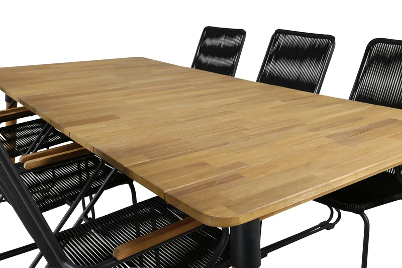 Julian Matgrupp 210cm + 6 Bois Karmstolar Svart/Grå - Svart/Grå - Utemöbler - Utegrupp - Matgrupp utomhus