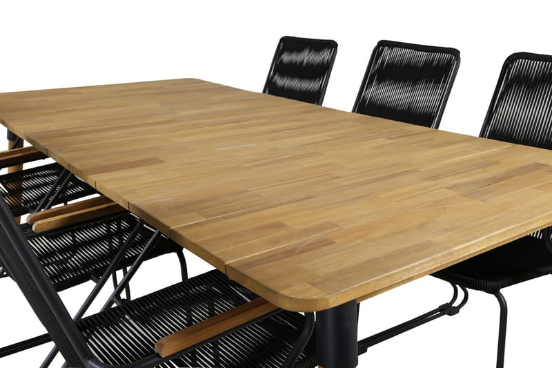 Julian Matgrupp 210cm + 6 Bois Karmstolar Svart/Grå - Svart/Grå - Utemöbler - Utegrupp - Matgrupp utomhus