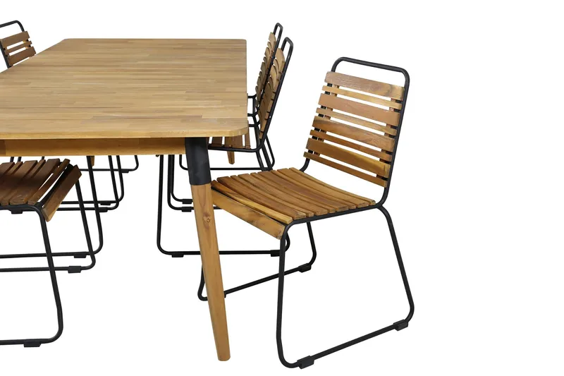 Julian Matgrupp 210cm + 6 Bois Matstolar Svart/Grå - Svart/Grå - Utemöbler - Utegrupp - Matgrupp utomhus