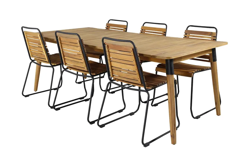 Julian Matgrupp 210cm + 6 Bois Matstolar Svart/Grå - Svart/Grå - Utemöbler - Utegrupp - Matgrupp utomhus