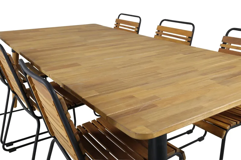 Julian Matgrupp 210cm + 6 Bois Matstolar Svart/Grå - Svart/Grå - Utemöbler - Utegrupp - Matgrupp utomhus