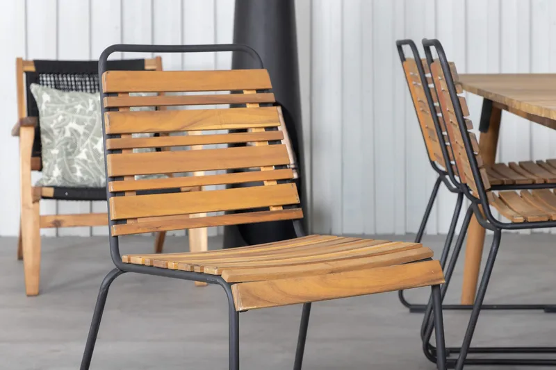 Julian Matgrupp 210cm + 6 Bois Matstolar Svart/Grå - Svart/Grå - Utemöbler - Utegrupp - Matgrupp utomhus