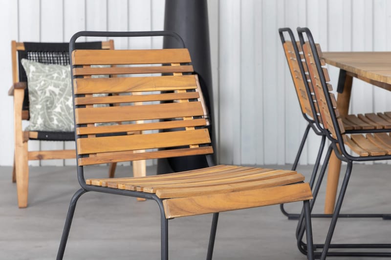 Julian Matgrupp 210cm + 6 Bois Matstolar Svart/Grå - Svart/Grå - Utemöbler - Utegrupp - Matgrupp utomhus