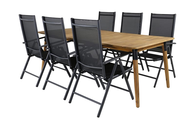 Julian Matgrupp 210cm + 6 Break Positionsstolar Svart - Svart - Utemöbler - Utegrupp - Matgrupp utomhus