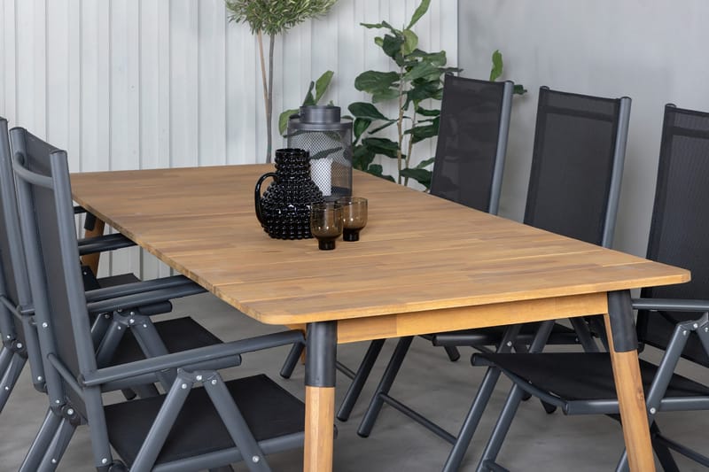 Julian Matgrupp 210cm + 6 Break Positionsstolar Svart - Svart - Utemöbler - Utegrupp - Matgrupp utomhus