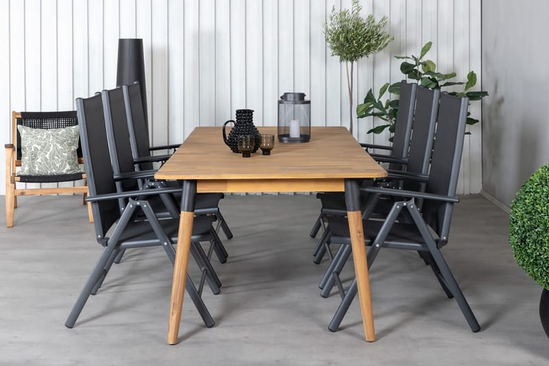 Julian Matgrupp 210cm + 6 Break Positionsstolar Svart - Svart - Utemöbler - Utegrupp - Matgrupp utomhus