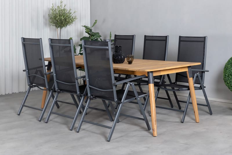 Julian Matgrupp 210cm + 6 Break Positionsstolar Svart - Svart - Utemöbler - Utegrupp - Matgrupp utomhus
