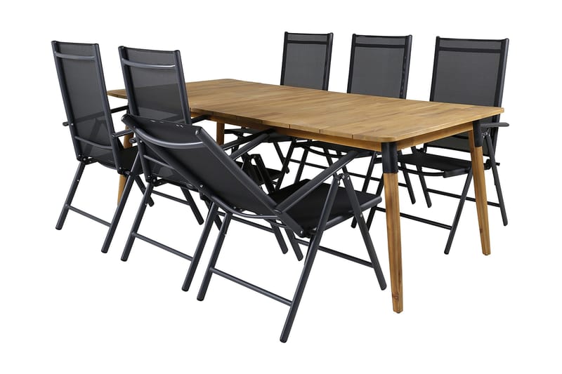 Julian Matgrupp 210cm + 6 Break Positionsstolar Svart - Svart - Utemöbler - Utegrupp - Matgrupp utomhus