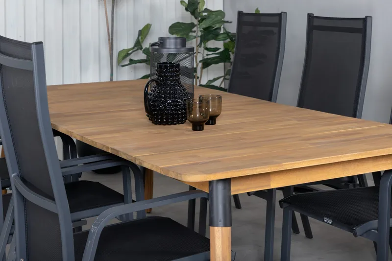 Julian Matgrupp 210cm + 6 Copacabana Reclinerstolar Svart/Br - Svart/Brun - Utemöbler - Utegrupp - Matgrupp utomhus