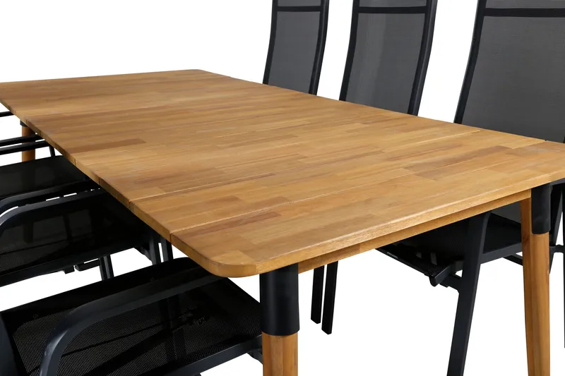 Julian Matgrupp 210cm + 6 Copacabana Reclinerstolar Svart/Br - Svart/Brun - Utemöbler - Utegrupp - Matgrupp utomhus