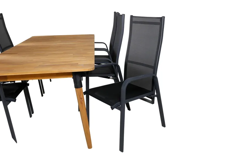 Julian Matgrupp 210cm + 6 Copacabana Reclinerstolar Svart/Br - Svart/Brun - Utemöbler - Utegrupp - Matgrupp utomhus