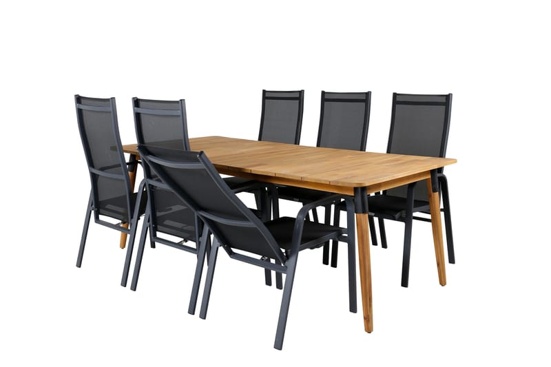 Julian Matgrupp 210cm + 6 Copacabana Reclinerstolar Svart/Br - Svart/Brun - Utemöbler - Utegrupp - Matgrupp utomhus