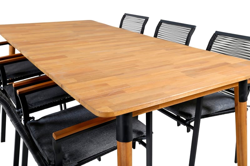 Julian Matgrupp 210cm + 6 Dallas Matstolar Svart/natur - Svart/Natur - Utemöbler - Utegrupp - Matgrupp utomhus