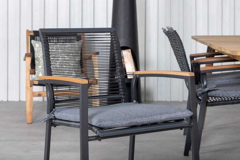 Julian Matgrupp 210cm + 6 Dallas Matstolar Svart/natur - Svart/Natur - Utemöbler - Utegrupp - Matgrupp utomhus