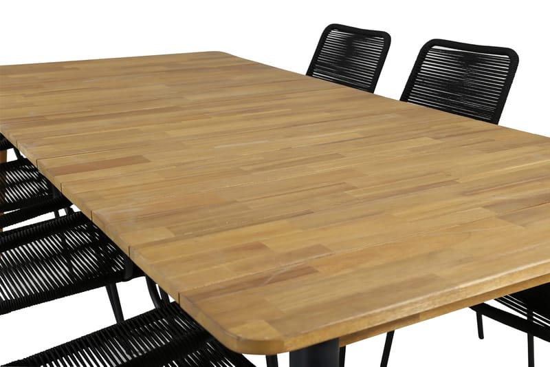 Julian Matgrupp 210cm + 6 Lindos Karmstolar Svart/natur - Svart/Natur - Utemöbler - Utegrupp - Matgrupp utomhus