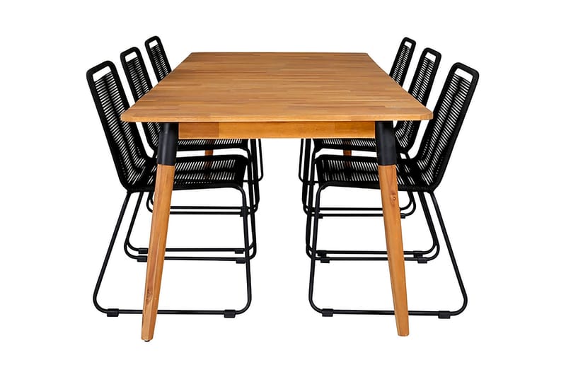 Julian Matgrupp 210cm + 6 Lindos Stapelbara Matstolar Brun/V, Brun/Vit