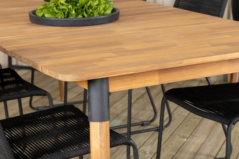 Julian Matgrupp 210cm + 6 Lindos Stapelbara Matstolar Brun/V - Brun/Vit - Utemöbler - Utegrupp - Matgrupp utomhus