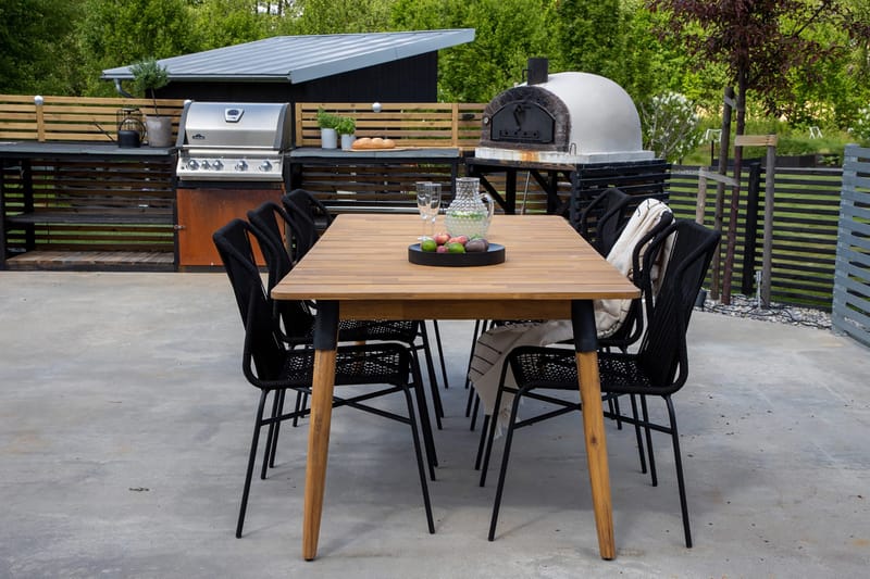 Julian Matgrupp 210cm + 6 Matstolar Svart/Brun - Svart/Brun - Utemöbler - Utegrupp - Matgrupp utomhus