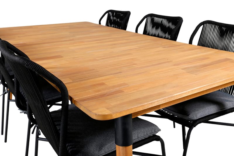 Julian Matgrupp 210cm + 6 Matstolar Svart/Brun - Svart/Brun - Utemöbler - Utegrupp - Matgrupp utomhus