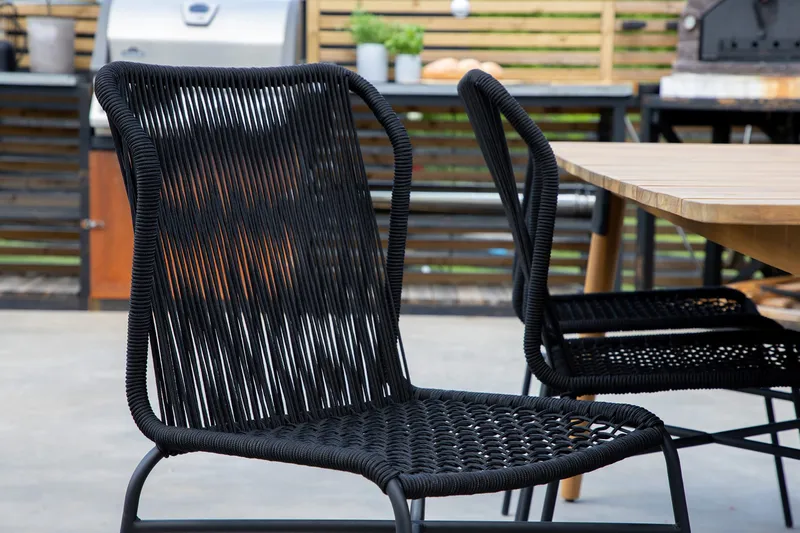 Julian Matgrupp 210cm + 6 Matstolar Svart/Brun - Svart/Brun - Utemöbler - Utegrupp - Matgrupp utomhus