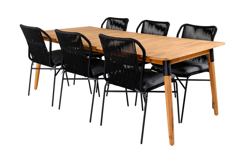 Julian Matgrupp 210cm + 6 Matstolar Svart/Brun - Svart/Brun - Utemöbler - Utegrupp - Matgrupp utomhus
