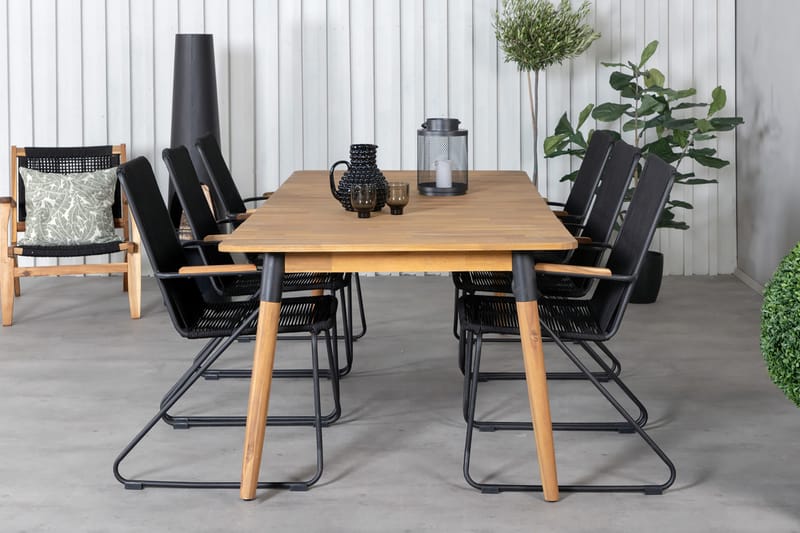 Julian Matgrupp Utomhus 210cm + 6 Bois Karmstolar - Svart/Grå - Utemöbler - Utegrupp - Matgrupp utomhus